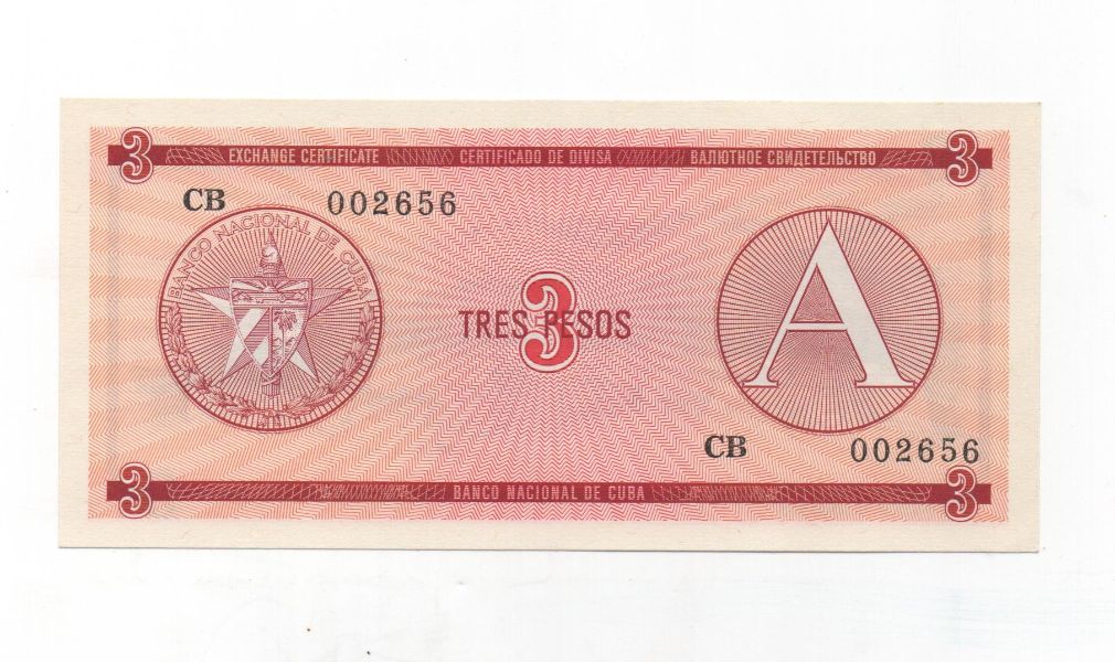 CUBA DEL AÑO 1985 DE 3 PESOS